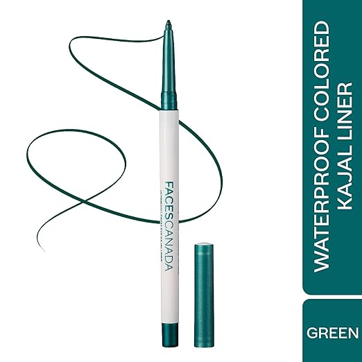 FACESCANADA Ultime Pro Twist Eye Kajal Liner - Green, 0.35g | High Impact Intense Color In 1 Stroke | 24HR Long Stay | Matte Finish | Soft Texture | Waterproof & Smudgeproof | Made With Carnauba Wax