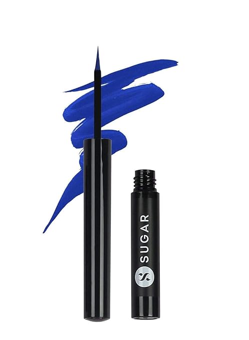 SUGAR Cosmetics - Eye Warned You So! - Double Matte Eyeliner - 02 Blue Jasmine (Blue Eye Liner for Women) - Sweat Proof, 100% Waterproof Eye Liner with Matte Finish