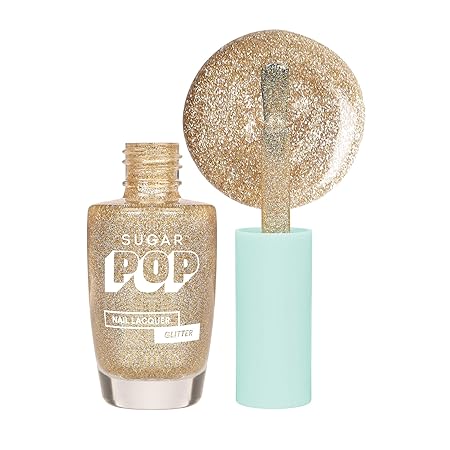 SUGAR POP Nail Lacquers Glitter – 04 Diamonds & Pearls (Silver Glitter) | Dries in 45 seconds |Chip-resistant | Glossy Finish | High Shine | Glitter Nail Polish for Women