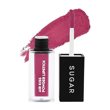 SUGAR Cosmetics Air Kiss Powder Lipstick - 02 Candyfloss - Super Pigmented, Weightless, Transfer-proof, Water-resistant, Moisturizing & Matte Finish - 2 gm