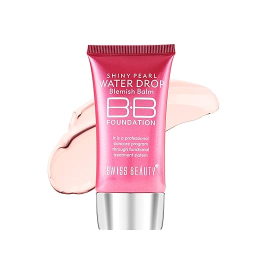 SWISS BEAUTY Matte Shiny Pearl Water Drop Lightweight, Liquid Long Lasting Blemish Balm Bb Foundation, Face Makeup, Shade-04, 40Ml