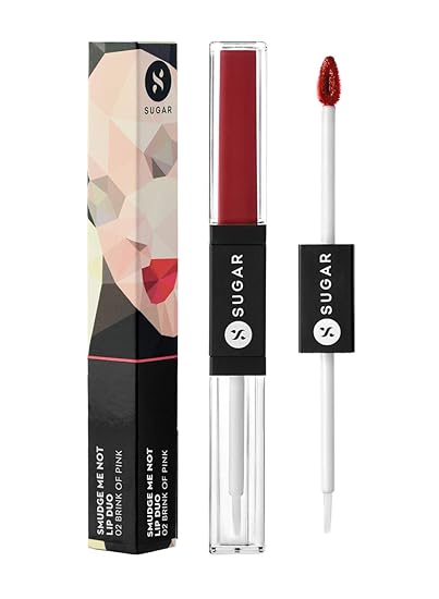 SUGAR Cosmetics - Smudge Me Not - Lip Duo - 01 Brazen Raisin (Burgundy) - 3.5 ml - 2-in-1 Duo Liquid Lipstick with Matte Finish and Moisturizing Gloss