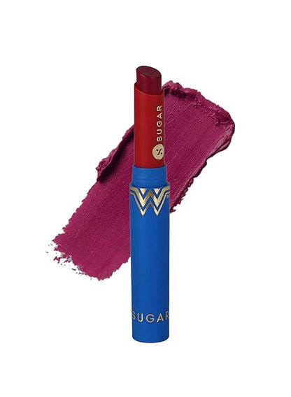 SUGAR Cosmetics X Wonder Woman Creamy Matte Lipstick - 09 Lasso Keeper - 2 gms | Ultra Matte Lipstick, Lasts Up to 6 to 7 hours