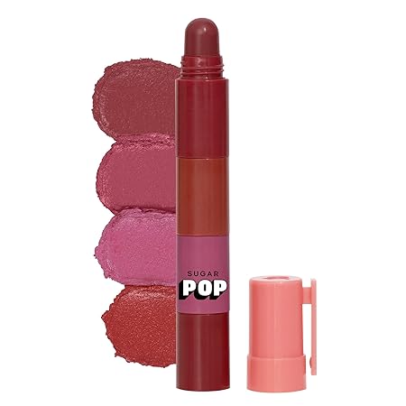 SUGAR POP 4 in 1 Lip Twist - (02 Rouge Delight)| Multi-use Stackable Lipsticks for Women | Satin Matte Hydrating Formula | 6.4g