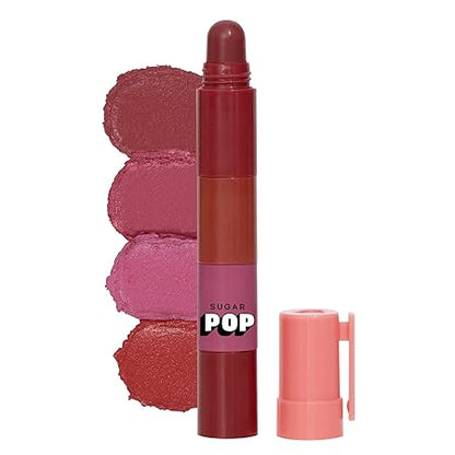 SUGAR POP 4 in 1 Lip Twist - (02 Rouge Delight)| Multi-use Stackable Lipsticks for Women | Satin Matte Hydrating Formula | 6.4g