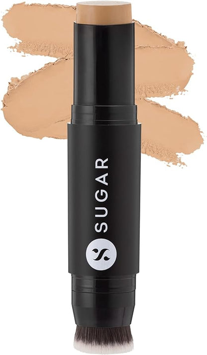 SUGAR Ace Of Face Foundation Stick with Brush | Lasts 24hrs | Full Coverage Foundation for Women | Panstick | Waterproof & Matte | 7gm (Mini)