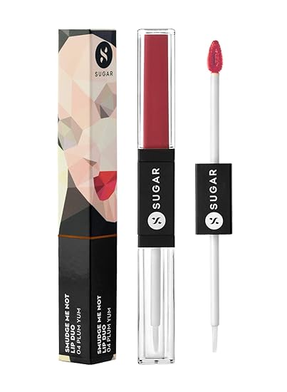 SUGAR Cosmetics - Smudge Me Not - Lip Duo - 10 Drop Dead Red (Red) - 3.5 ml - 2-in-1 Duo Liquid Lipstick with Matte Finish and Moisturizing Gloss