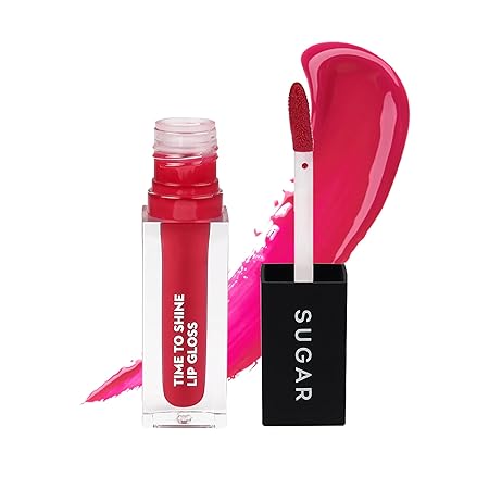 SUGAR Cosmetics - Time To Shine - Lip Gloss - 04 Peppy Hill (Bright Fuchsia) - 4.5 gms - High Shine Lip Gloss with Jojoba Oil