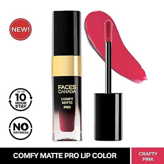 FACESCANADA Comfy Matte Pro Liquid Lipstick - Crafty Pink 05, 5.5 ml | 10HR Longstay | Intense Color | Macadamia Oil & Olive Butter Infused | Lightweight Super Smooth | No Dryness | No Alcohol