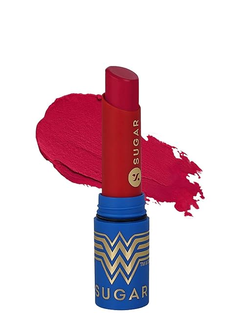 SUGAR Cosmetics X Wonder Woman Creamy Matte Lipstick - 05 Love Child - 2 gms | Ultra Matte Lipstick, Lasts Up to 6 to 7 hours