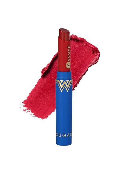 SUGAR Cosmetics X Wonder Woman Creamy Matte Lipstick - 05 Love Child - 2 gms | Ultra Matte Lipstick, Lasts Up to 6 to 7 hours