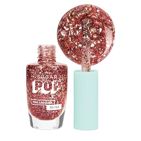 SUGAR POP Nail Lacquers Glitter – 04 Diamonds & Pearls (Silver Glitter) | Dries in 45 seconds |Chip-resistant | Glossy Finish | High Shine | Glitter Nail Polish for Women