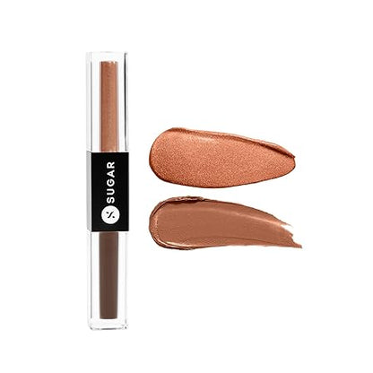 SUGAR Cosmetics Two Good To Be True Dual Eyeshadow |Long-wearing | Smudge-proof | Transfer-proof | - 03 Cinnamon & Nutmeg, (1.5ml Each Side) Matte,Shimmery & Metallic Finish