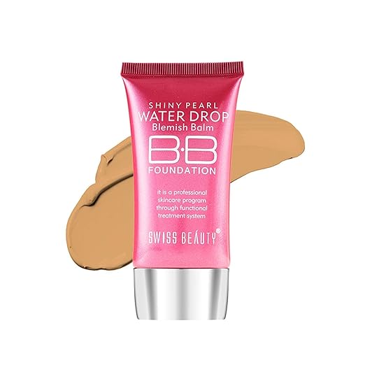 SWISS BEAUTY Matte Shiny Pearl Water Drop Lightweight, Liquid Long Lasting Blemish Balm Bb Foundation, Face Makeup, Shade-03, 40Ml