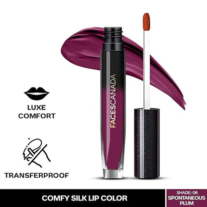 FACES CANADA Comfy Silk Liquid Lipstick - Zealous Red 10, 3ml | Satin Matte HD Finish | Luxe Comfort | Longlasting | No Dryness | Smooth Texture | Mulberry Oil & Shea Butter For Plump Hydrated Lips