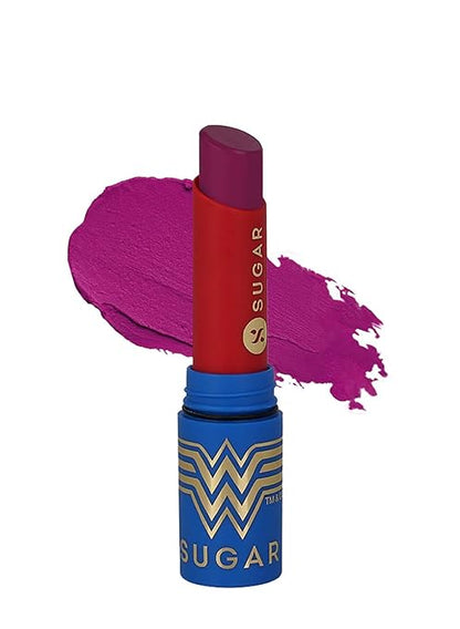 SUGAR Cosmetics X Wonder Woman Everlasting Matte Lipstick - 03 Majesty - 3.2 gms | Matte Lipstick, Longlasting, Lasts Up to 10 to 12 hours