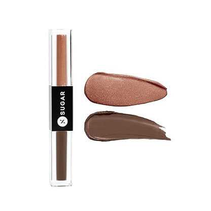 SUGAR Cosmetics Two Good To Be True Dual Eyeshadow |Long-wearing | Smudge-proof | Transfer-proof | - 03 Cinnamon & Nutmeg, (1.5ml Each Side) Matte,Shimmery & Metallic Finish