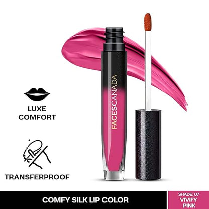 FACES CANADA Comfy Silk Liquid Lipstick - Soulful Brown 01, 3ml | Satin Matte HD Finish | Luxe Comfort | Longlasting | No Dryness | Smooth Texture | Mulberry Oil & Shea Butter For Plump Hydrated Lips