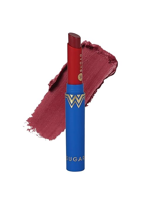 SUGAR Cosmetics X Wonder Woman Creamy Matte Lipstick - 07 Clay Born - 2 gms | Ultra Matte Lipstick, Lasts Up to 6 to 7 hours