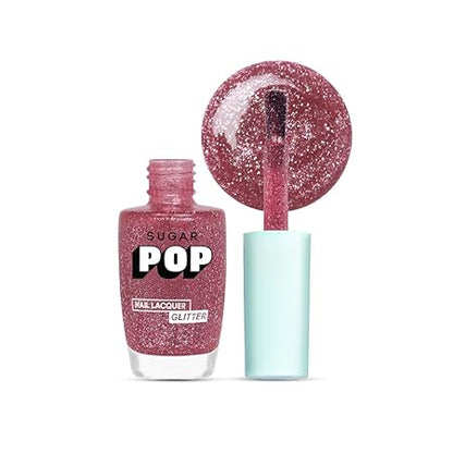 SUGAR POP Nail Lacquers Glitter – 04 Diamonds & Pearls (Silver Glitter) | Dries in 45 seconds |Chip-resistant | Glossy Finish | High Shine | Glitter Nail Polish for Women