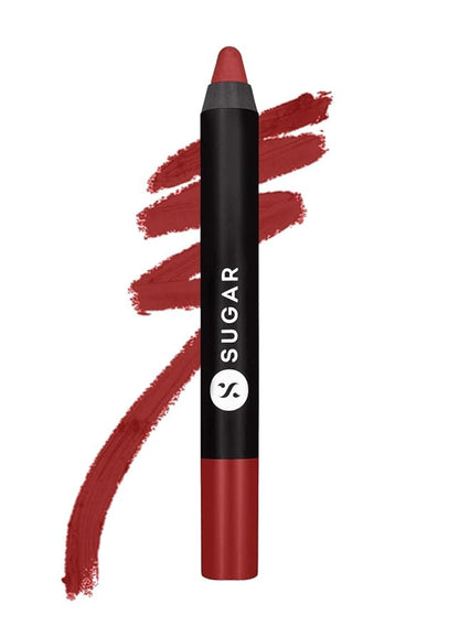 SUGAR Matte as Hell Crayon Lipsticks for Women | Lasts Upto 12hrs | Lip Crayon with Sharpener | 2.8gm - 17 Brandy Harrington (Rusty Reddish Pink)