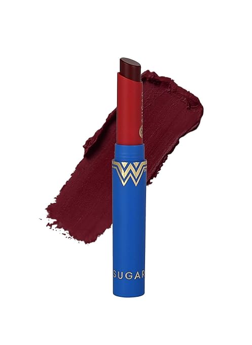 SUGAR Cosmetics X Wonder Woman Creamy Matte Lipstick - 10 Legendary Lass - 2 gms | Ultra Matte Lipstick, Lasts Up to 6 to 7 hours