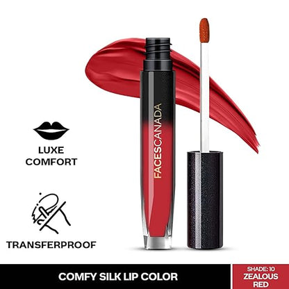 FACES CANADA Comfy Silk Liquid Lipstick - Elegant Maroon 08, 3ml | Satin Matte HD Finish | Luxe Comfort | Longlasting | No Dryness | Smooth Texture | Mulberry Oil & Shea Butter For Plump Hydrated Lips