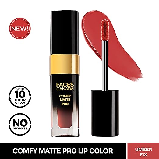 FACES CANADA Comfy Matte Pro Liquid Lipstick - Revival Maroon 14, 5.5 ml | 10HR Longstay | Intense Color | Macadamia Oil & Olive Butter Infused | Lightweight Super Smooth | No Dryness | No Alcohol