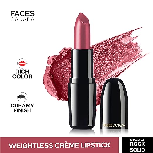 FACES CANADA Weightless Creme Finish Lipstick - Natural Brown (Brown), 4g | Creamy Finish | Smooth Texture | Long Lasting Rich Color | Hydrated Lips | Vitamin E, Jojoba Oil, Shea Butter, Almond Oil