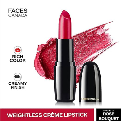 FACESCANADA Weightless Creme Finish Lipstick - Dark Cocoa 18, 4g | Creamy Finish | Silky Smooth Texture | Long Lasting Rich Color | Hydrated Lips | Vitamin E, Jojoba Oil, Shea Butter, Almond Oil