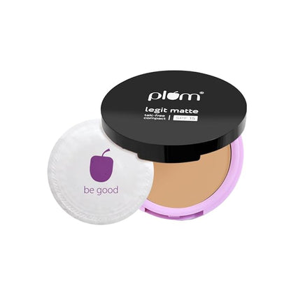 Plum Legit Matte Talc-Free Compact With SPF15 | Lightweight | Even Coverage | 100% Vegan & Cruelty Free | Divine Dusk - 135 N