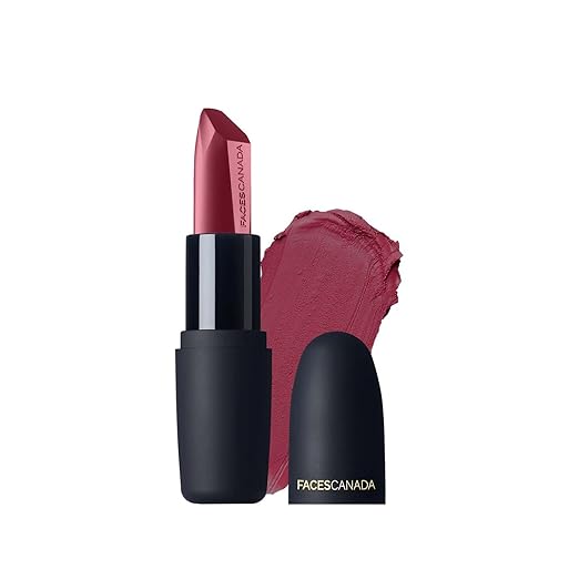 FACESCANADA Weightless Matte Lipstick - Flamboyant Plum 12 (Maroon) 4.5g | Highly Pigmented Lip Color | Smooth One Stroke Glide | Moisturizes & Hydrates Lips | Vitamin E, Jojoba & Almond Oil Enriched