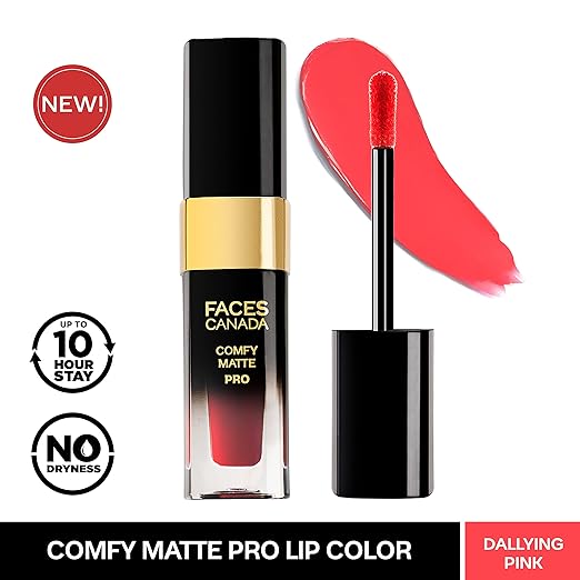 FACES CANADA Comfy Matte Pro Liquid Lipstick - Peach Poppin 16, 5.5 ml | 10HR Longstay | Intense Color | Macadamia Oil & Olive Butter Infused | Lightweight Super Smooth | No Dryness | No Alcohol