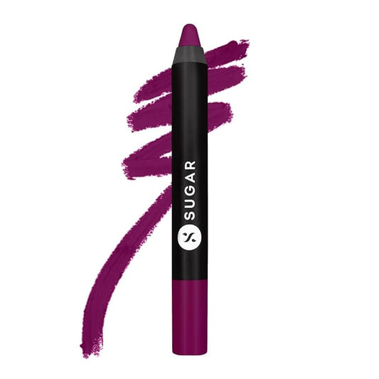 SUGAR Matte as Hell Crayon Lipsticks for Women | Lasts Upto 12hrs | Lip Crayon with Sharpener | 2.8gm - 12 Baby Houseman (Deep Pink)