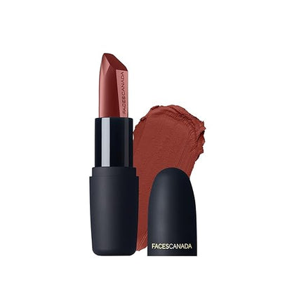 FACES CANADA Weightless Matte Lipstick - Divine Mauve 17 (Brown), 4.5g | Highly Pigmented Lip Color | Smooth One Stroke Glide | Moisturizes & Hydrates Lips | Vitamin E, Jojoba & Almond Oil Enriched