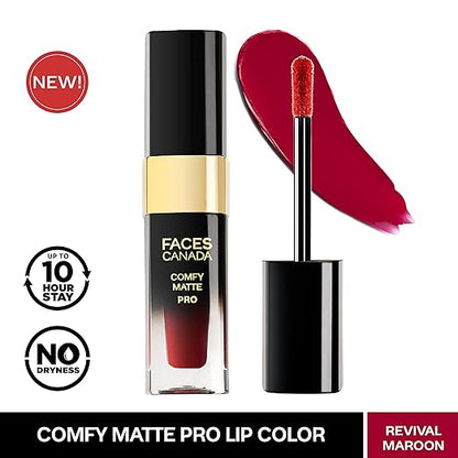 FACESCANADA Comfy Matte Pro Liquid Lipstick - Rust Raisin 02, 5.5 ml | 10HR Longstay | Intense Color | Macadamia Oil & Olive Butter Infused | Lightweight Super Smooth | No Dryness | No Alcohol