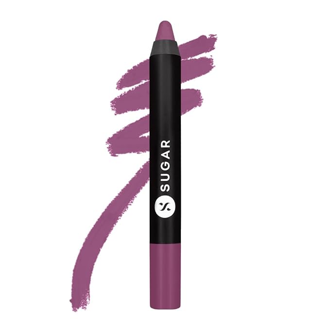 SUGAR Matte as Hell Crayon Lipsticks for Women | Lasts Upto 12hrs | Lip Crayon with Sharpener | 2.8gm - 22 Donna Pinciotti (Magenta Pink)