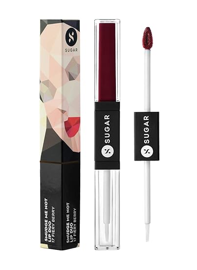 SUGAR Cosmetics - Smudge Me Not - Lip Duo - 25 Very Mulberry (Deep Berry) - 3.5 ml - 2-in-1 Duo Liquid Lipstick with Matte Finish and Moisturizing Gloss