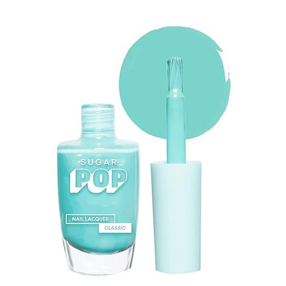 SUGAR POP Nail Lacquer - 03 Aqua Babe (Ice Blue) 10 Ml - Dries In 45 Seconds - Quick-Drying, Chip-Resistant, Long-Lasting. Glossy Finish High Shine Nail Enamel/Polish For Women.