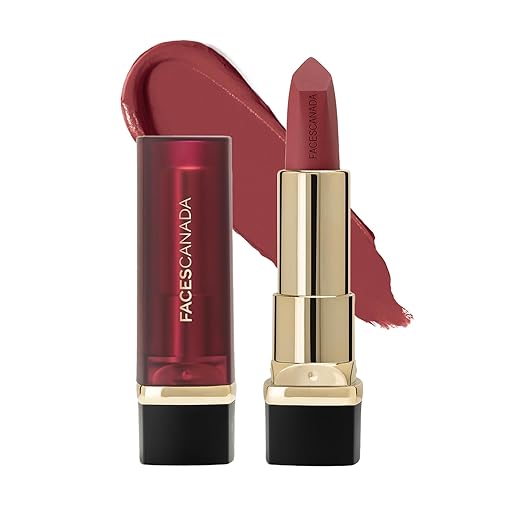 FACES CANADA Comfy Matte Creme Lipstick - Livin' It Up 16, 4.2g | 8HR Long Stay | Creamy Matte Finish | Intense Color | Super Hydrating & Nourishing | Single Stroke Smooth Application