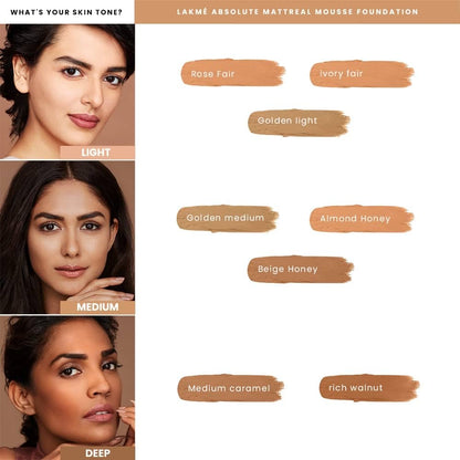 Lakmé Absolute Skin Natural Mousse -Rose fair - Spf 8 Natural Finish Matte Cream Foundation -Coverage Face Makeup, 25G