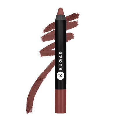 SUGAR Matte as Hell Crayon Lipsticks for Women | Lasts Upto 12hrs | Lip Crayon with Sharpener | 2.8gm - 17 Brandy Harrington (Rusty Reddish Pink)