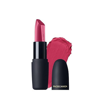 FACES CANADA Weightless Matte Lipstick - Fuschia Wave 02 (Pink), 4.5g | Highly Pigmented Lip Color | Smooth One Stroke Glide | Moisturizes & Hydrates Lips | Vitamin E, Jojoba & Almond Oil Enriched