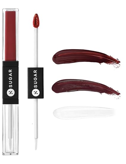 SUGAR Cosmetics - Smudge Me Not - Lip Duo - 10 Drop Dead Red (Red) - 3.5 ml - 2-in-1 Duo Liquid Lipstick with Matte Finish and Moisturizing Gloss