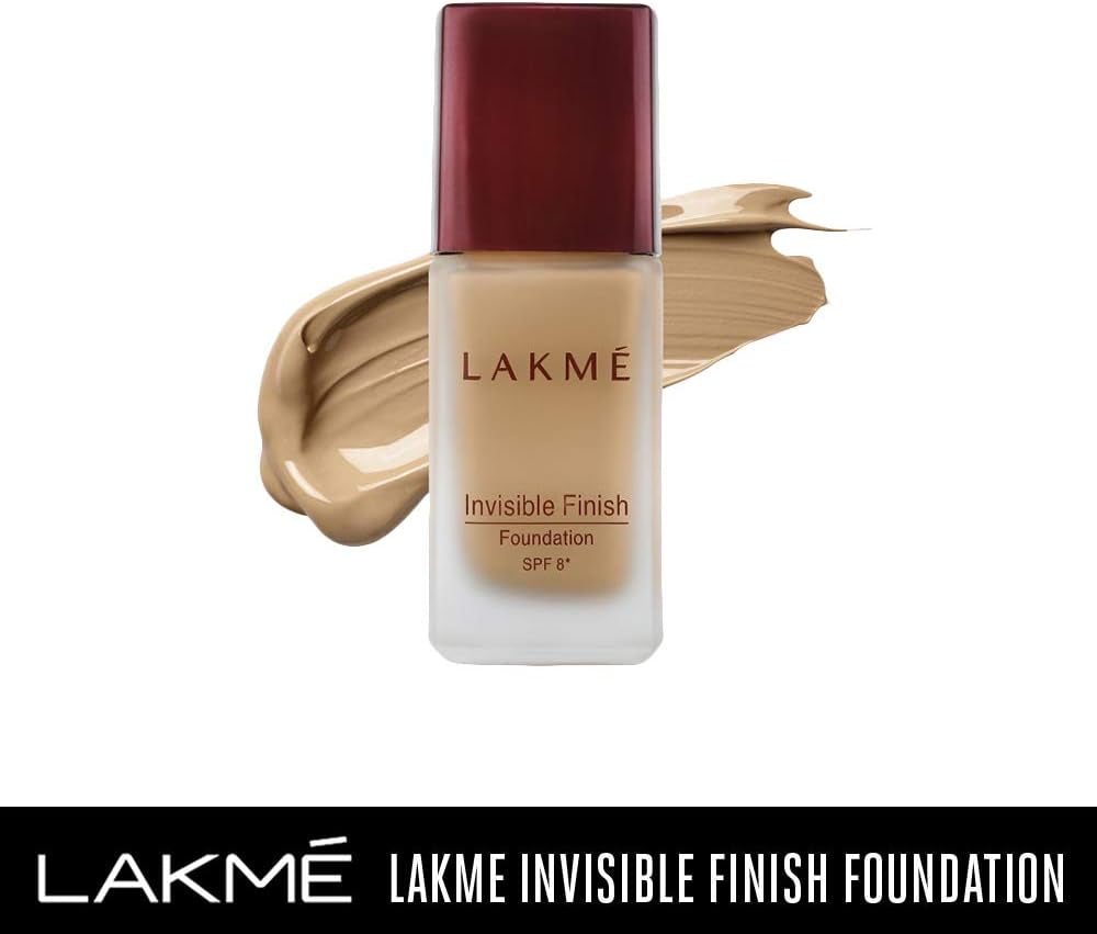 LAKMÉ Invisible Finish SPF 8 Liquid Foundation, Shade 02, Ultra Light Water Based Face Makeup for Glowing Skin - Full Coverage, Natural Finish, 25 ml