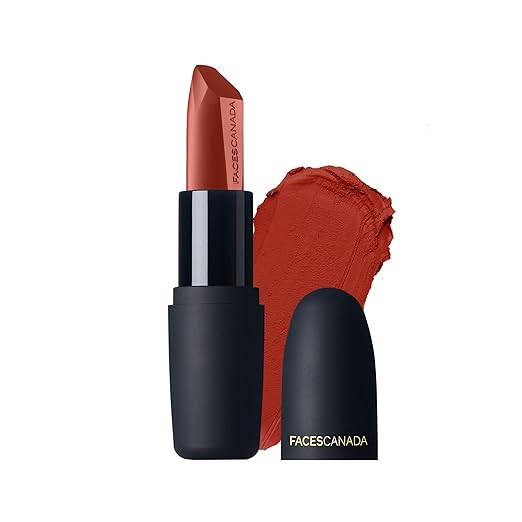 FACES CANADA Weightless Matte Lipstick - Divine Mauve 17 (Brown), 4.5g | Highly Pigmented Lip Color | Smooth One Stroke Glide | Moisturizes & Hydrates Lips | Vitamin E, Jojoba & Almond Oil Enriched