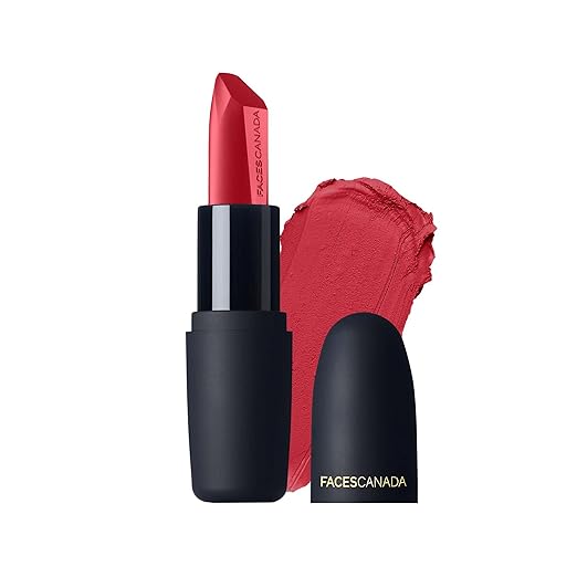 FACESCANADA Weightless Matte Lipstick - Red Fairy 23 (Red) 4.5 g | Highly Pigmented Lip Color | Smooth One Stroke Glide | Moisturizes & Hydrates Lips | Vitamin E, Jojoba & Almond Oil Enriched