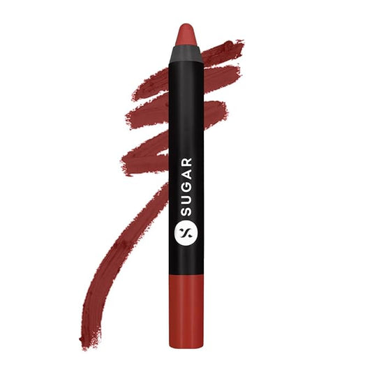 SUGAR Matte as Hell Crayon Lipsticks for Women | Lasts Upto 12hrs | Lip Crayon with Sharpener | 2.8gm - 23 Jessica Day (Dusty Coral)