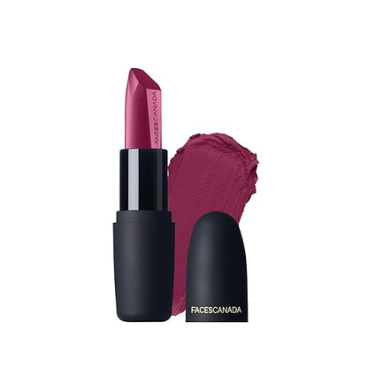 FACES CANADA Weightless Matte Lipstick - Kissed Ruby 13 (Maroon), 4.5g | Highly Pigmented Lip Color | Smooth One Stroke Glide | Moisturizes & Hydrates Lips | Vitamin E, Jojoba & Almond Oil Enriched