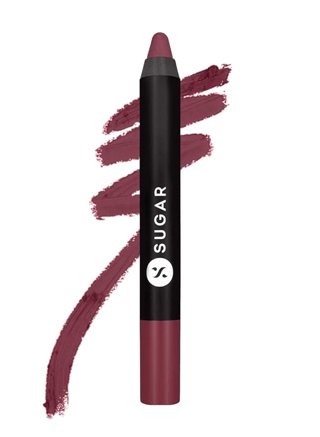 SUGAR Matte as Hell Crayon Lipsticks for Women | Lasts Upto 12hrs | Lip Crayon with Sharpener | 2.8gm - 22 Donna Pinciotti (Magenta Pink)